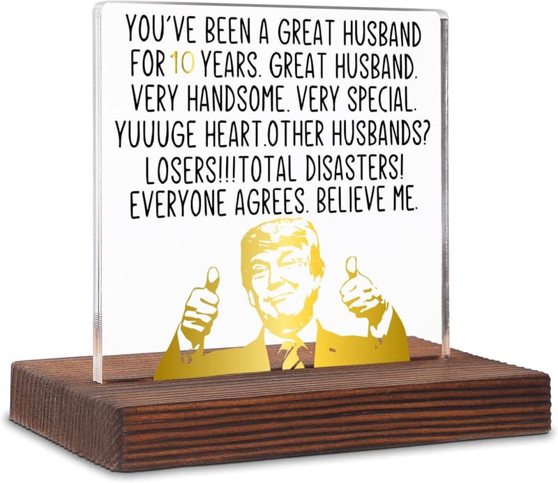 10th Anniversary Funny Tin Plaque Gift for Husband