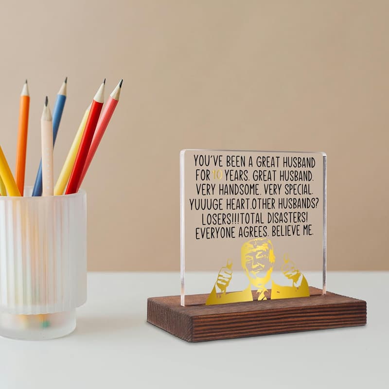 10th Anniversary Funny Tin Plaque Gift for Husband