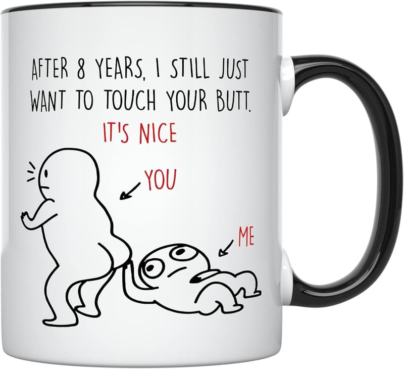 8th Anniversary Funny Coffee Mug for Couples, 11 oz