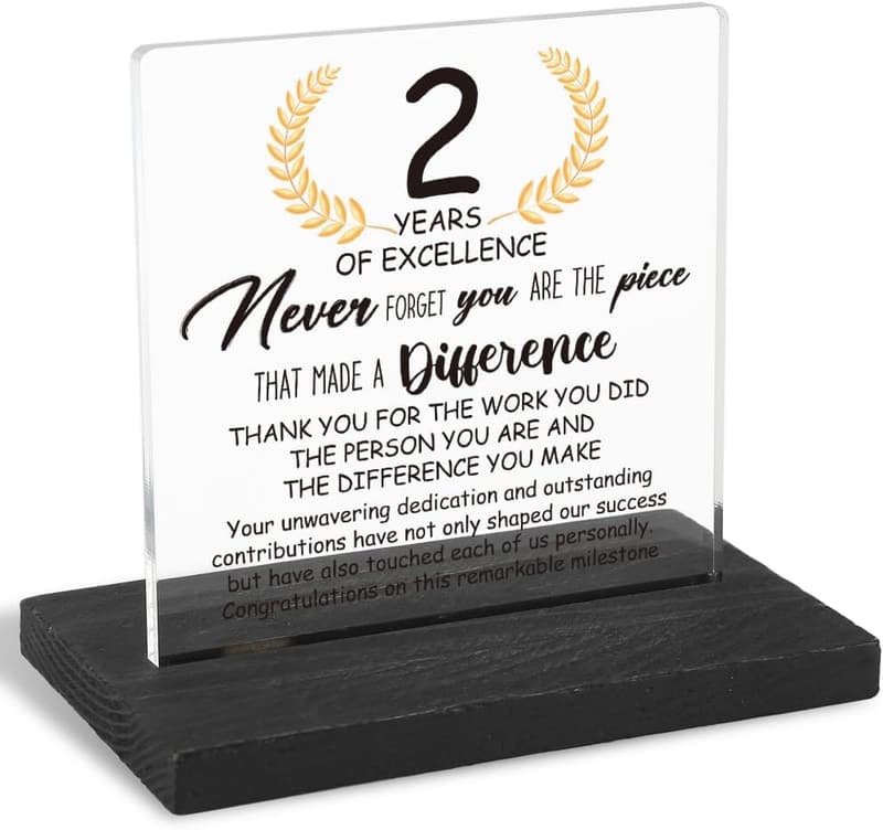 2nd Work Anniversary Acrylic Desk Plaque with Quotes