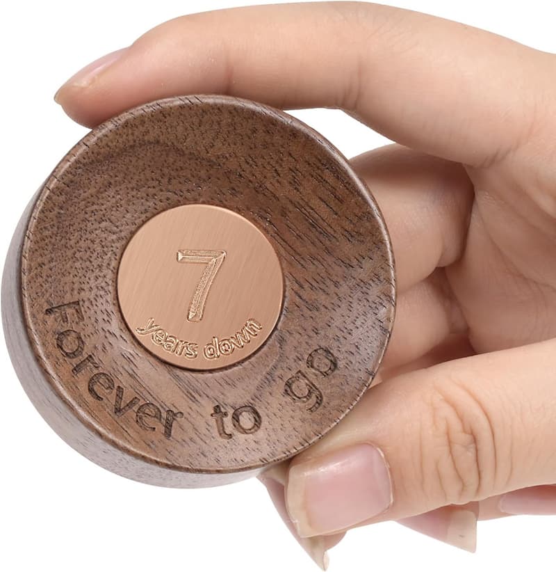 7th Anniversary Mini Solid Walnut Wood Ring Dish for Him
