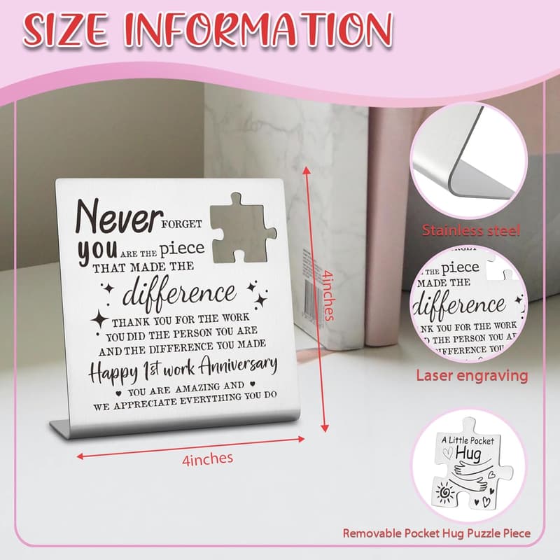 1st Work Anniversary Gift – Thank You Sign for Women