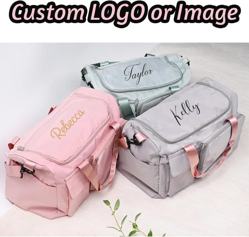 Personalized Large Travel Duffle Bag with Shoe Compartment