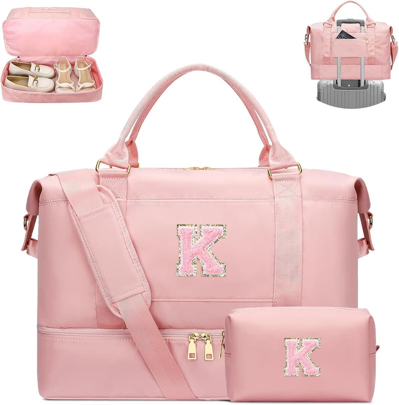 Personalized Initial Duffle Bag for Teen Girls - Monogrammed Gym Bag
