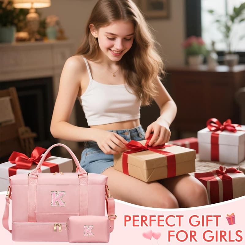 Personalized Initial Duffle Bag for Teen Girls - Monogrammed Gym Bag
