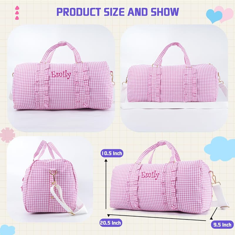 Personalized Pink Duffle Bag for Girls' Sleepovers
