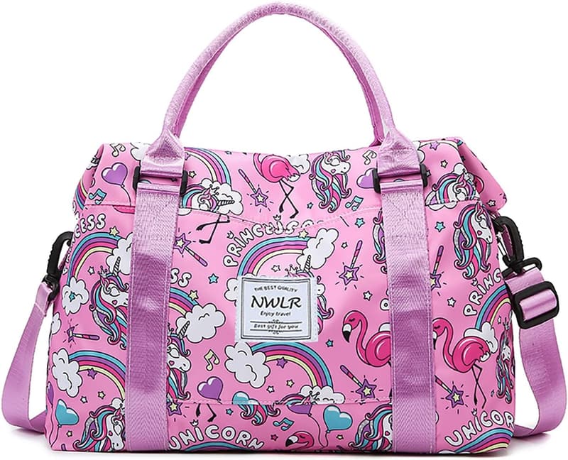 Water-Resistant Travel Duffle Bag for Women - Rainbow Unicorn