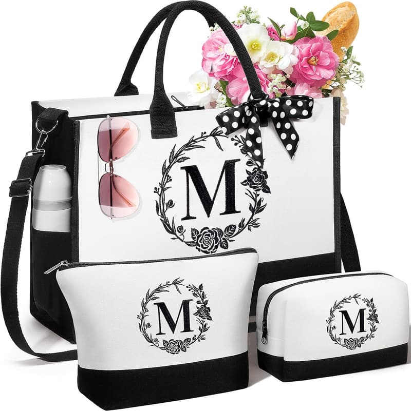 Personalized Mother's Day Canvas Tote & Makeup Bag Set