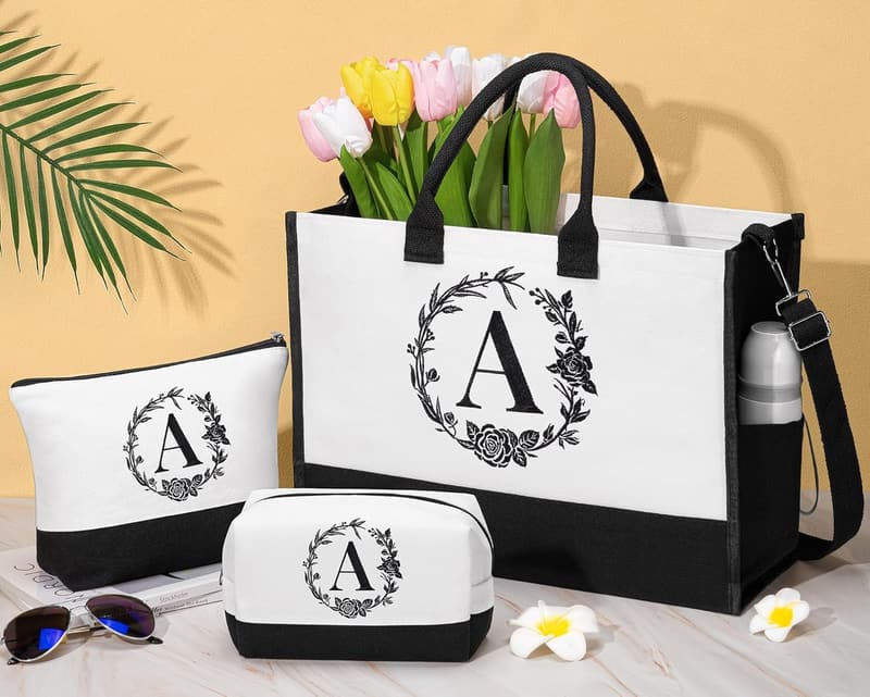 Personalized Mother's Day Canvas Tote & Makeup Bag Set