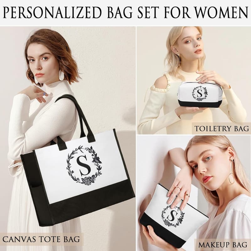 Personalized Mother's Day Canvas Tote & Makeup Bag Set
