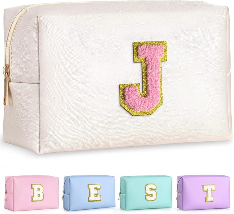 Cute Chenille Makeup Bag for Girls - Monogrammed Travel Organizer