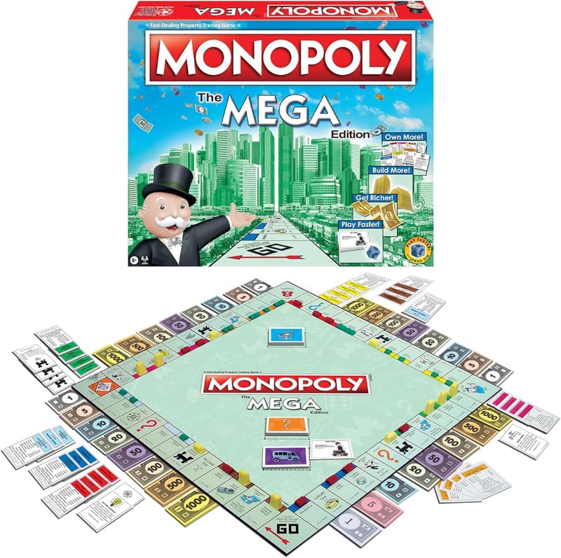 Monopoly Mega Edition - Fast-Paced Board Game for 2-8 Players