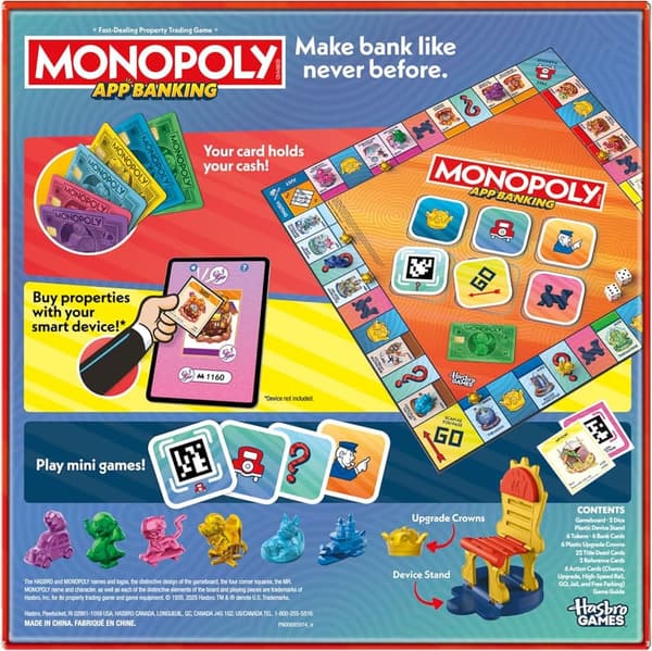 App-Enabled Monopoly Banking Game for Family Fun, 2-6 Players