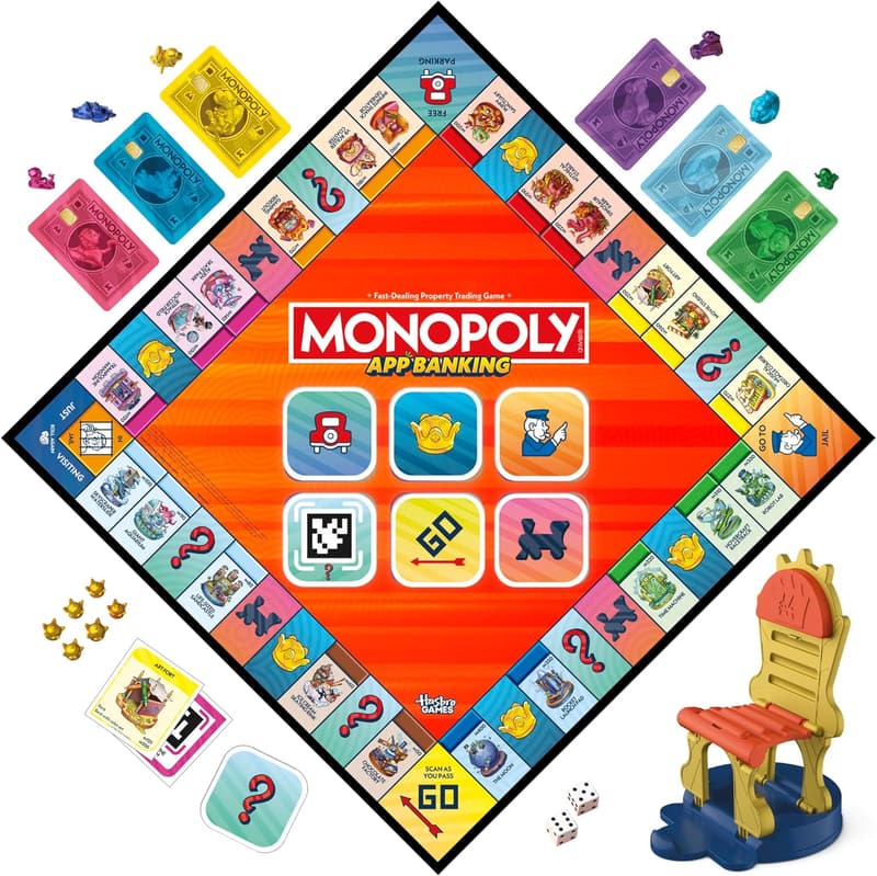 App-Enabled Monopoly Banking Game for Family Fun, 2-6 Players