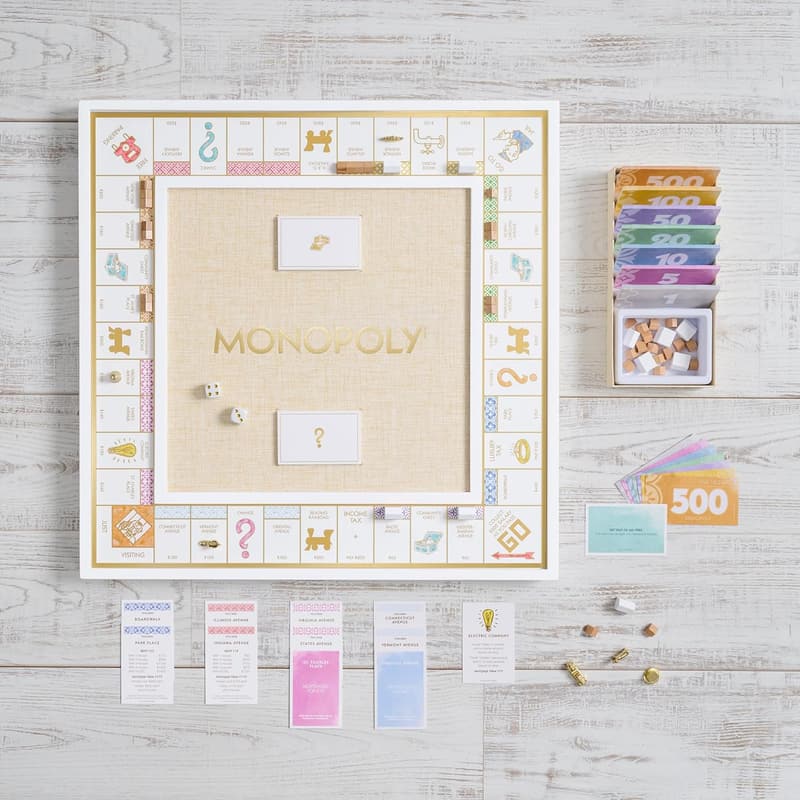 Monopoly Bianco Edition with Foil-Stamped Wood Board