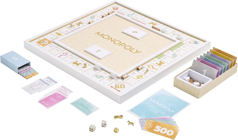 Monopoly Bianco Edition with Foil-Stamped Wood Board