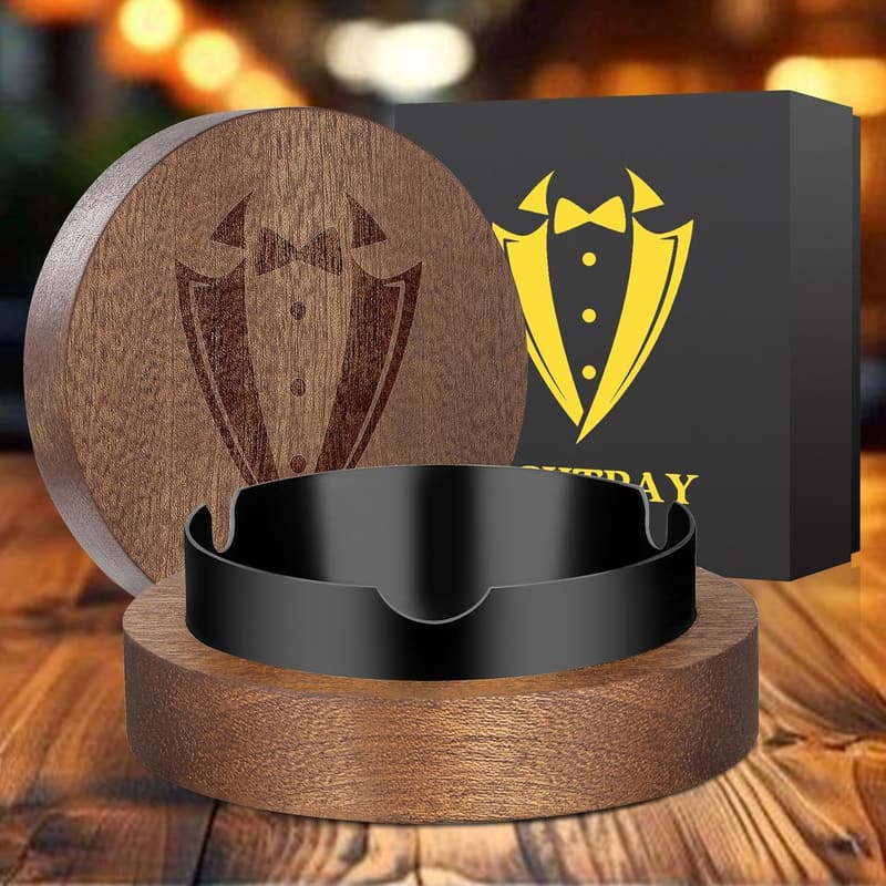 Groomsman Wooden Ashtray with Lid - Perfect Wedding Gift