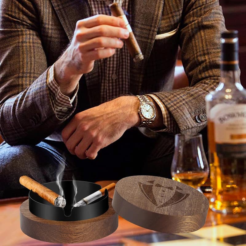 Groomsman Wooden Ashtray with Lid - Perfect Wedding Gift