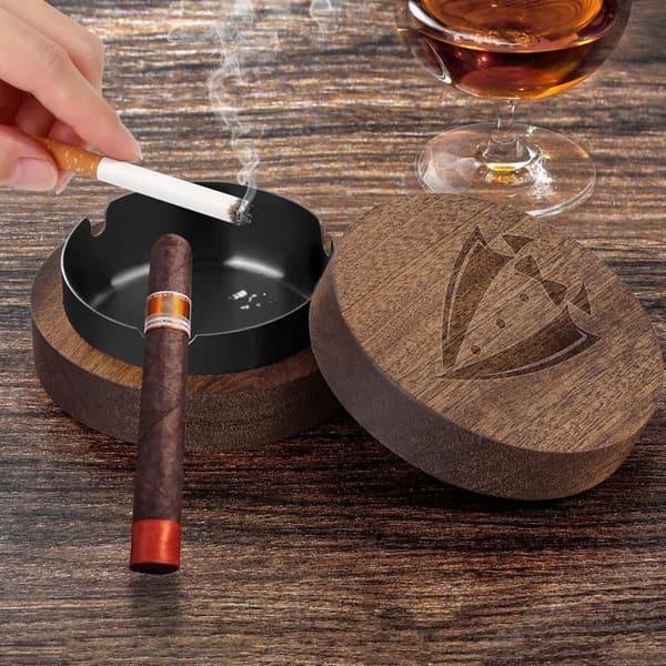 Groomsman Wooden Ashtray with Lid - Perfect Wedding Gift