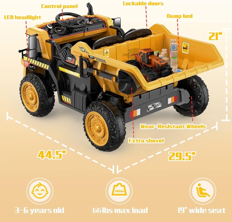 12V Electric Ride-On Dump Truck with Remote Control for Kids