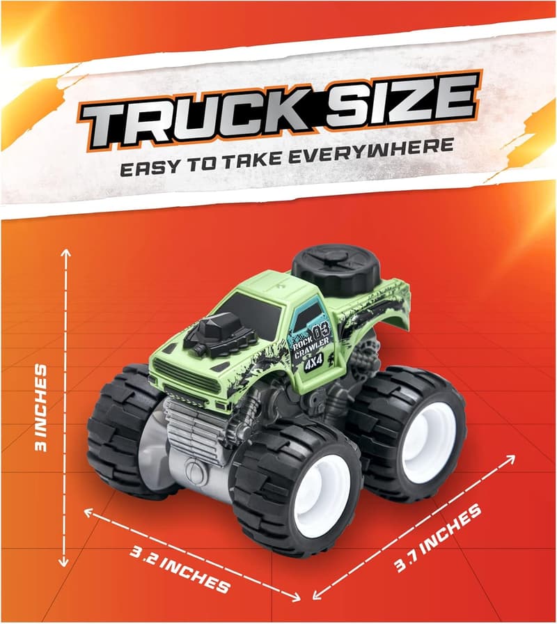 4-Wheel Drive Monster Trucks Toy Cars - 6-Pack for Ages 3+