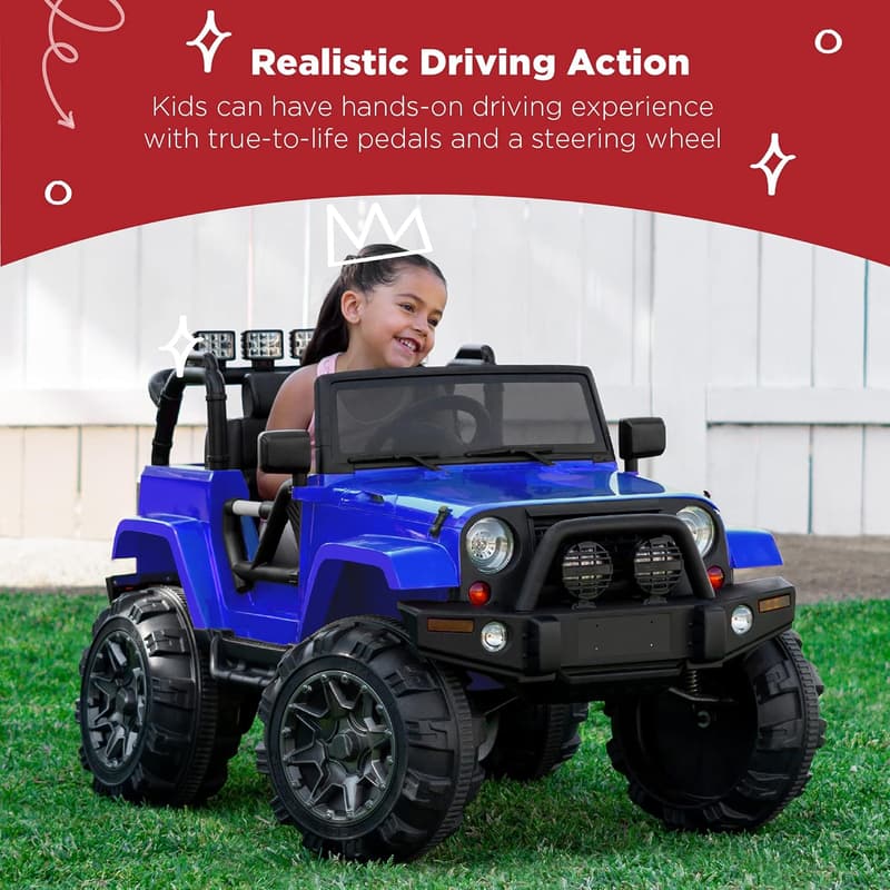 12V Blue Kids Ride-On Truck with Remote Control & Bluetooth
