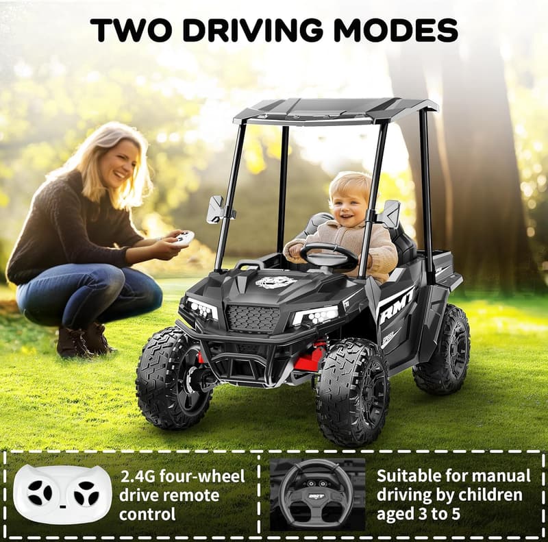 Kids 24V Electric Dump Truck Ride-On Toy with Remote & Shade