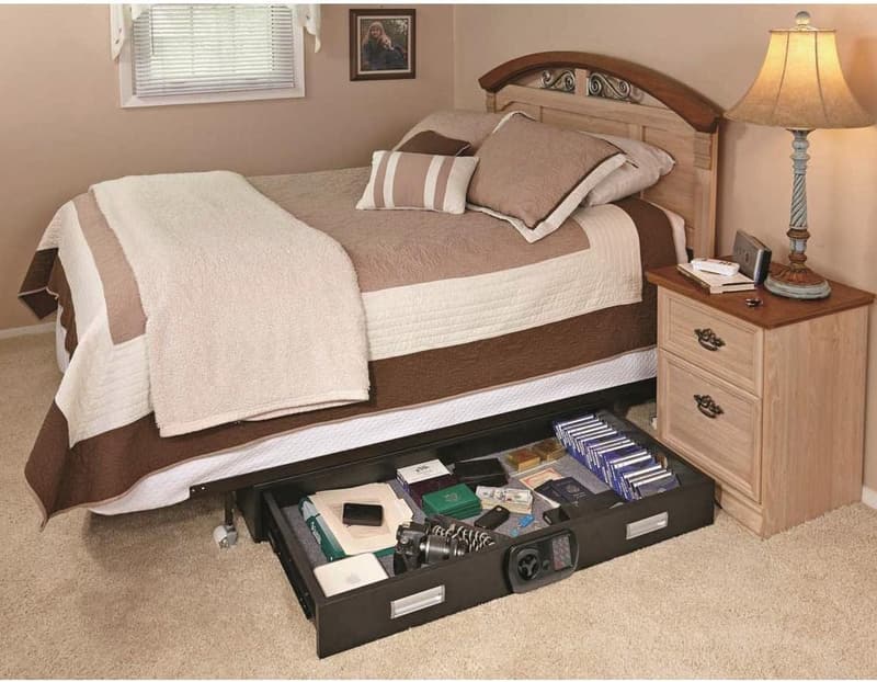 XXL Under Bed Safe for Firearms & Valuables – Black, Space-Saving