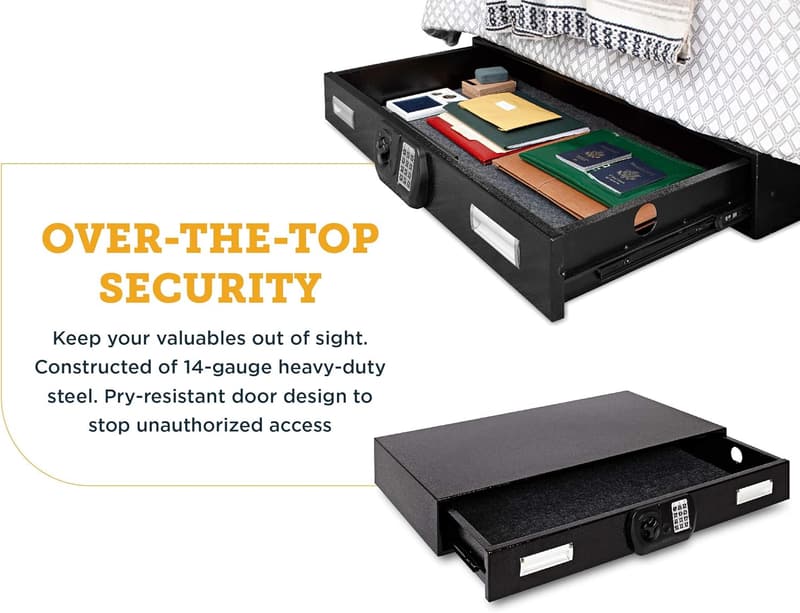 Large Under Bed Safe for Firearms & Valuables – Black