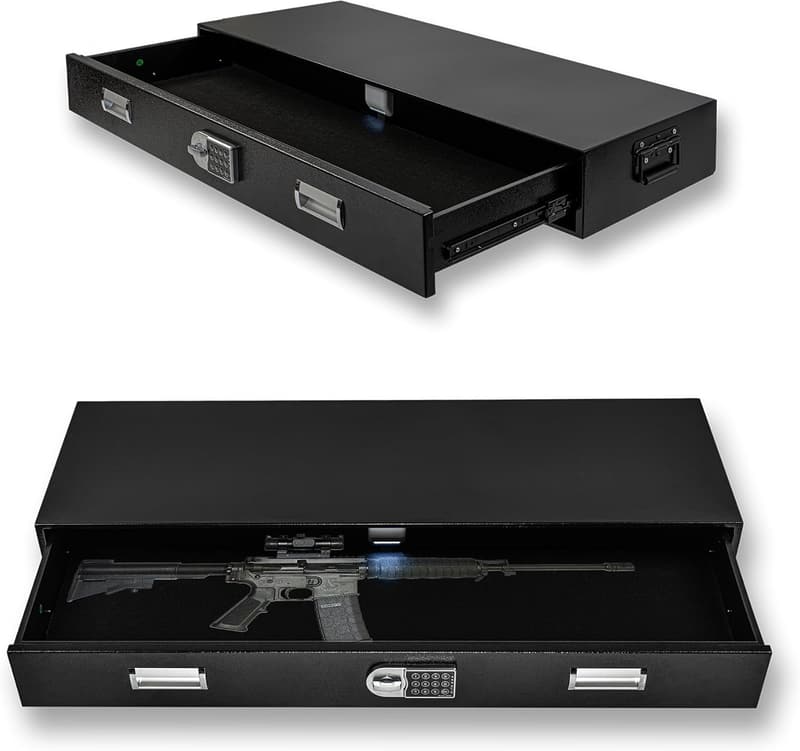 Under Bed Gun Safe Drawer for Rifles and Pistols - 43.3