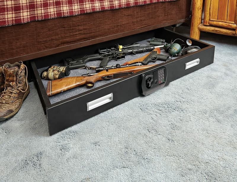 Medium Under Bed Safe for Firearms and Valuables – Black