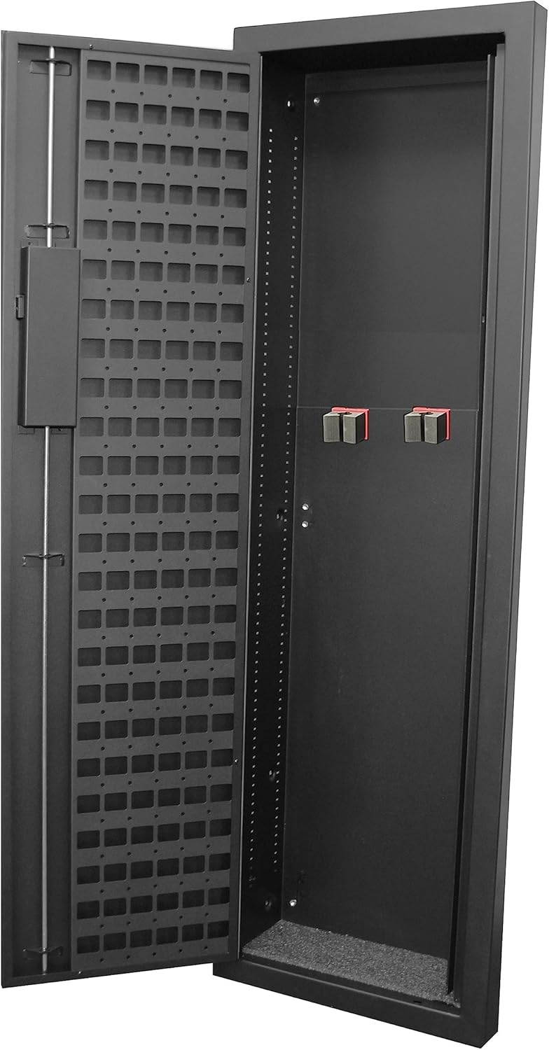 Wall-Mounted Tactical Gun Safe with Simplex Lock - Black