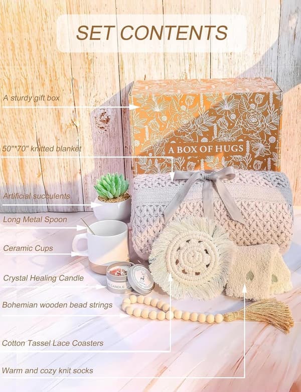 Get Well Soon Blanket Gift Basket for Women
