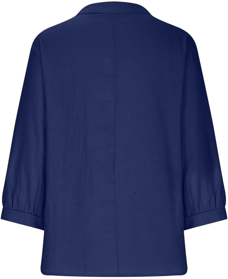 Women's Summer Linen V-Neck 3/4 Sleeve Casual Blouse