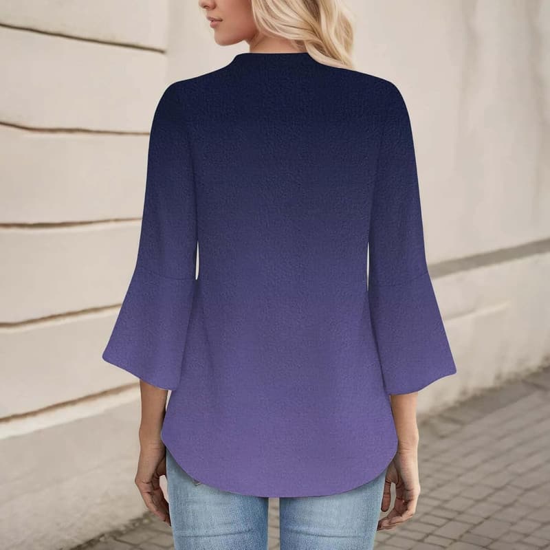 Floral Print V-Neck Top with Petal Sleeves for Women