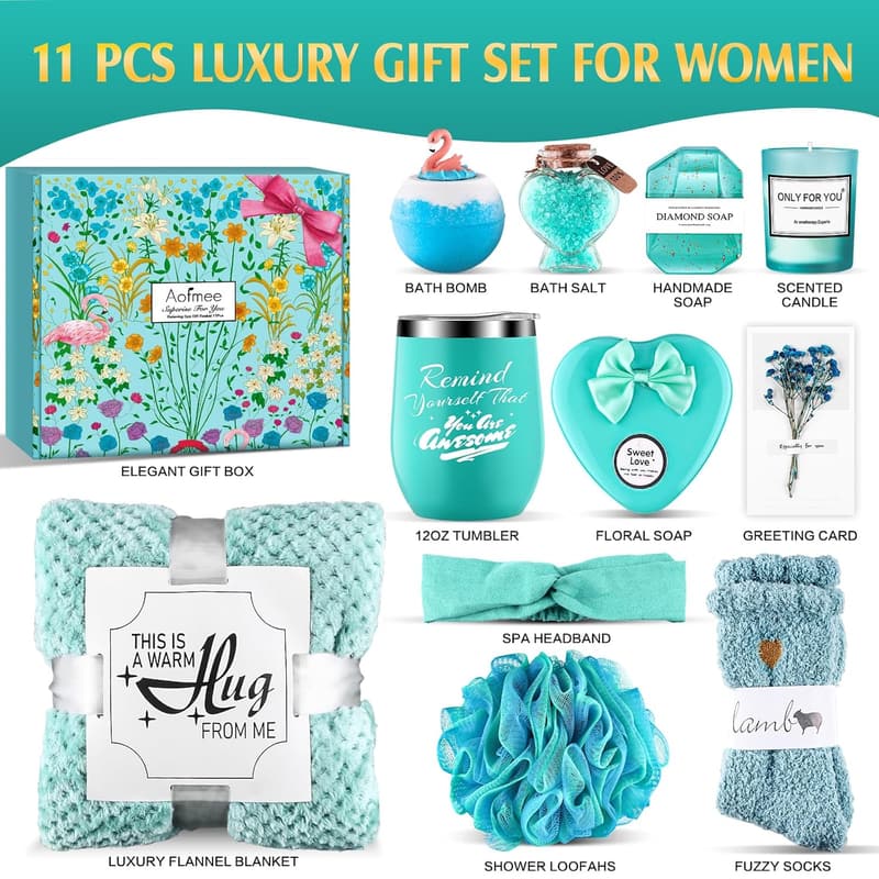 Luxury Flannel Blanket Care Package for Her - Birthday & Selbstpflege