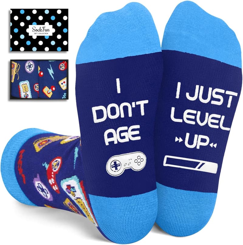 Christmas Gaming Socks for Teen Boys - Fun Gift with Card