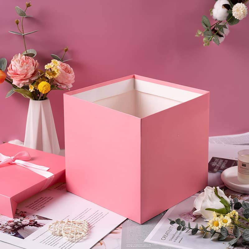 Medium Pink Gift Box with Lids and Ribbon for Women’s Birthdays
