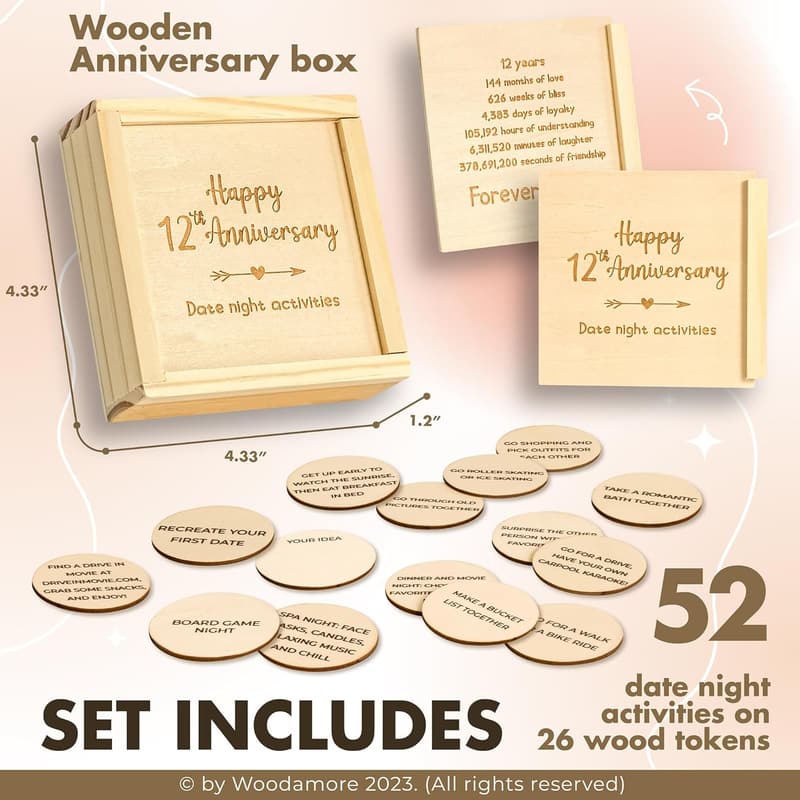 12th Anniversary Personalized Wood Keepsake Gifts