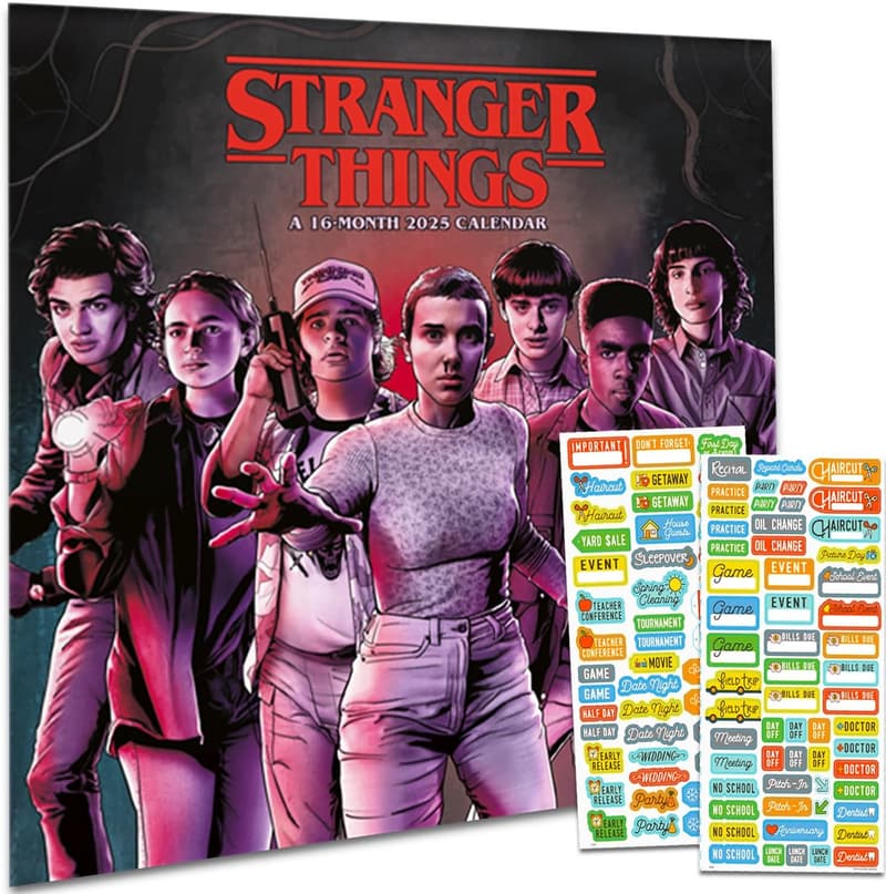 Deluxe 2025 Stranger Things Wall Calendar with Stickers