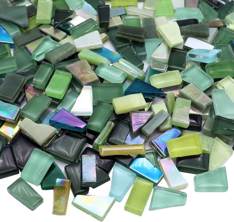 Green Irregular Glass Mosaic Tiles, 9oz Craft Supply Pack