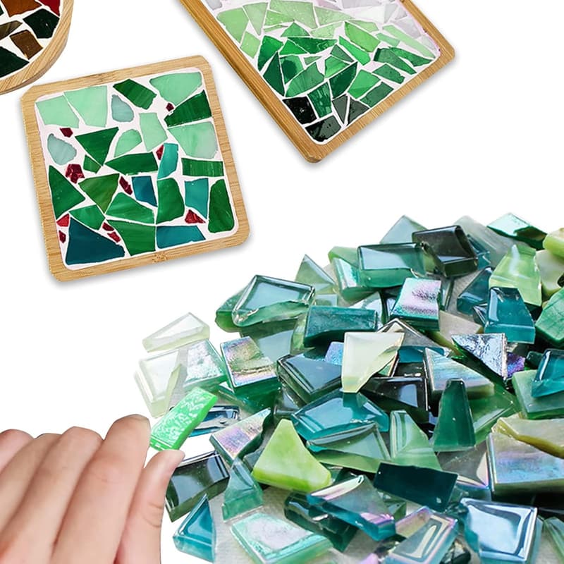 Green Irregular Glass Mosaic Tiles, 9oz Craft Supply Pack