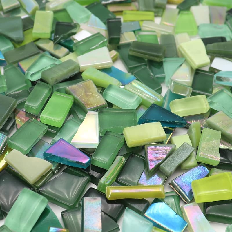 Green Irregular Glass Mosaic Tiles, 9oz Craft Supply Pack