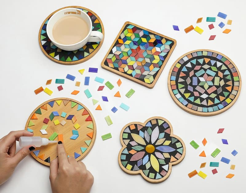 DIY Mosaic Craft Kit Set with Stained Glass Tiles for Decoration