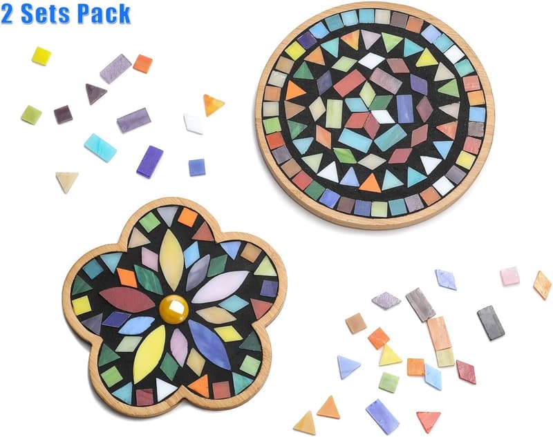 DIY Mosaic Craft Kit Set with Stained Glass Tiles for Decoration