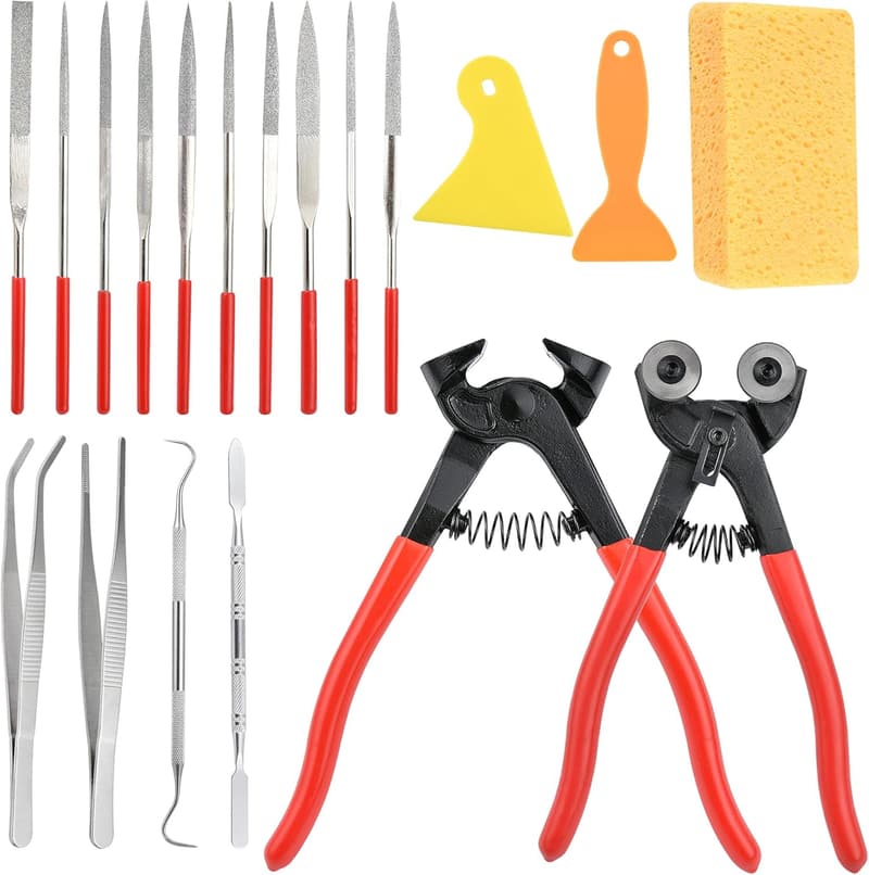 Professional Mosaic Tools Kit - 19 Heavy Duty Glass Cutters