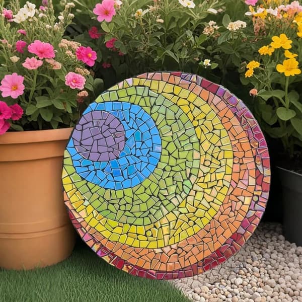 Iridescent Mosaic Glass Tiles for DIY Garden Art - 200g