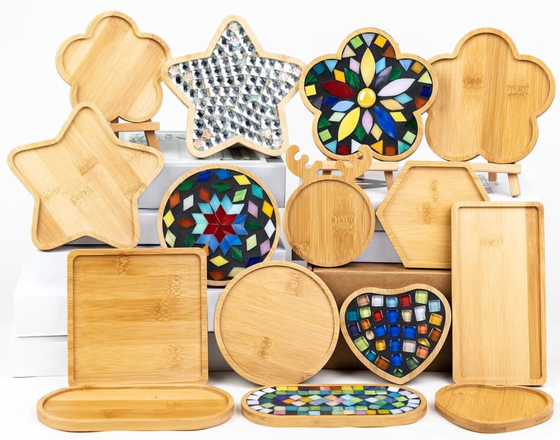 DIY Wooden Mosaic Coaster Kit - 10 Assorted Shapes for Crafts