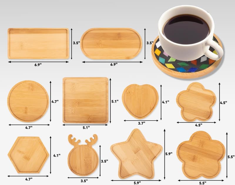 DIY Wooden Mosaic Coaster Kit - 10 Assorted Shapes for Crafts