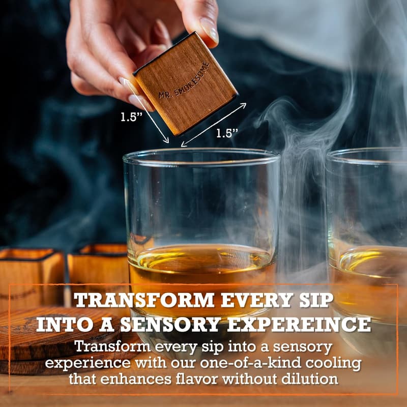 Charred Oak Whiskey Stones Set | Reusable Ice Cubes for Men